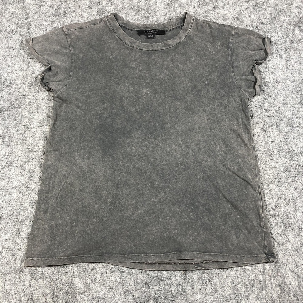 AllSaints Anna Shirt Womens 2 Gray Washed Cap Sleeve Cotton Jersey Casual Top
